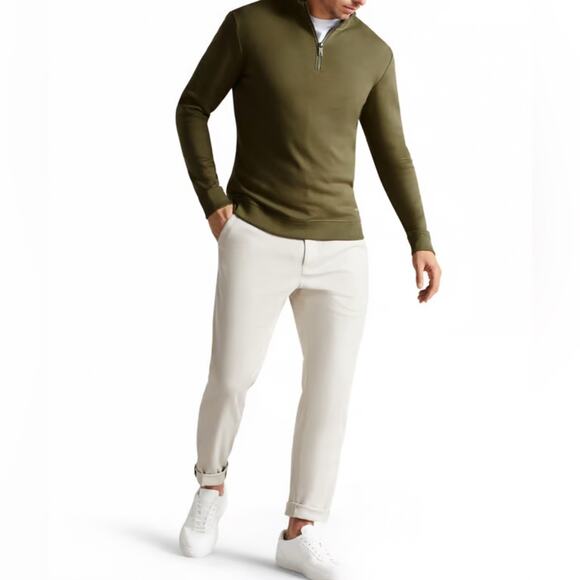 Ted Baker Antram Half Zip Funnel Neck Pullover Sweater in Khaki Green XXL NWT - Picture 7 of 11